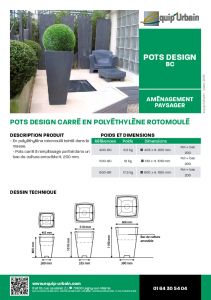 pot design carre 51x51 avec bac 500bc