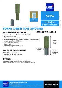 BORNE BOIS CARREE AMOVIBLE H100 140X140 - A547A