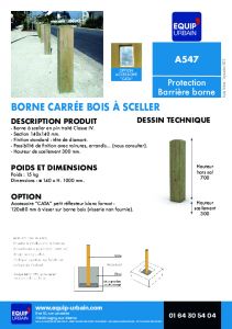 BORNE BOIS CARREE H100 140X140 - A547