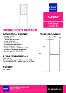 VITRINE EXTERIEURE ALU ANODISE SUR PIEDS-A SCELLER 9 FEUILLES -