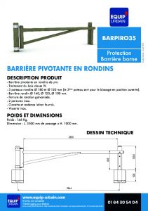 BARRIERE RONDIN PIN PIVOTANTE 3M50 - BARPIRO35