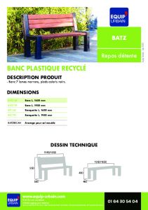 BANC PLASTIQUE RECYCLE NOIR/MARRON - BATZ165