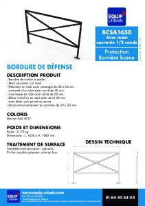 BARRIERE DE TROTTOIR 1M63-PIEDS RENFORCES   MC   PATTES SCELLEME