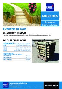 PALETTE DE 72 BORNES BOIS   120 H 1000 - BD120BIS