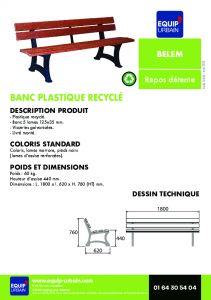 BANC ET PIEDS PLASTIQUE RECYCLE - BELEM