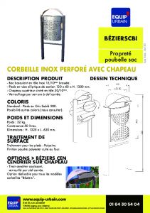 CORBEILLE BAC BASCULANT INOX - CHAPEAU - BEZIERSCBI