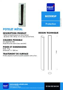 POTELET ELLIPTIQUE ACIER-- 120X60 HT 1200 - BEZIERSP