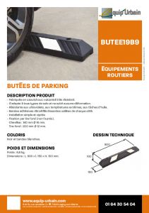 BUTOIR PARKING L 90CM  NOIR REFLECTOS - BUTEE19B9