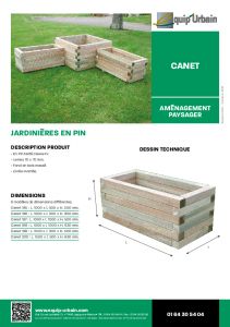 JARDINIERE EN PIN 1000X1000 H490 - CANET197