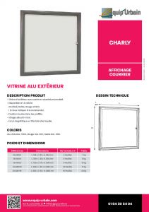 VITRINE ALU COULEUR EXTERIEUR-4 feuilles A4 L. 518 x l. 35 x H.