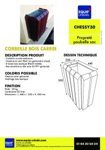 La corbeille murale en bois exotique - 30 Litres - CHESSY30
