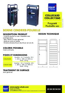 BORNE ACIER CORBEILLE 60L CENDRIER  12L - COLLEC1260