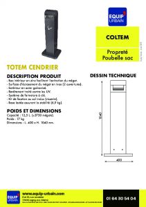 TOTEM CENDRIER COLLECTEUR - 12.5L - COLTEM