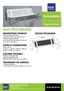 Le banc en tle perfor - CONCORDEB