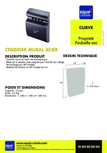 CENDRIER MURAL GRIS H32 X L24 - CURVE