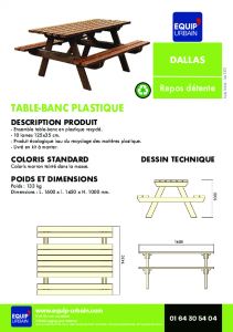 TABLE BANC KIT RECYCLE MARRON 1.60M - DALLAS