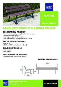 Le banc en plastique recycl et fonte - FRANCES