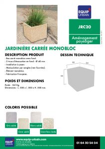 JARDINIERE BETON CARREE 500 X 500 H500 - JRC20.OS