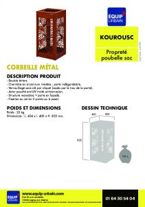 CORBEILLE 110L KOUROU SANS CENDRIER - KOUROUSC.EFFET CORTEN