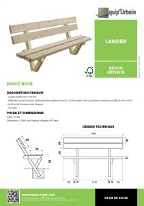 BANC BOIS L. 1990 mm - LANDES