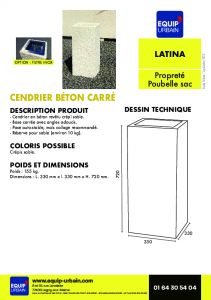 CENDRIER BETON CARRE CREPI SABLE - LATINA