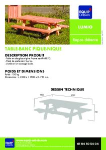 TABLE PIQUE NIQUE BOIS DOUGLAS 2000X1500-EN KIT - LUMIO