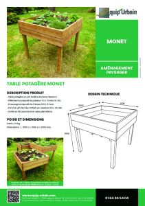 TABLE POTAGERE MONET DOUGLAS CL3 -