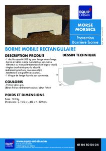 Borne mobile rectangulaire - crpis sable - L. 1150 mm - MORSECS