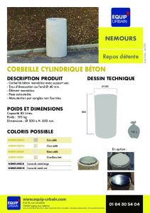 CORBEILLE BETON AVEC SUPPORT SAC  50-BASIC 7000725 - OCRE SABLE