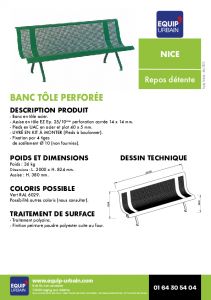 BANC TOLE PERFOREE TROUS CARRES - NICE