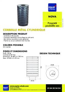 CORBEILLE CYLINDRIQUE GRIS MARTELE - NOVA