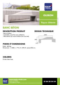 Le banc bton - Blanc lisse - OLERON