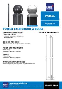 POTELET 1M50   60 BOULE   56-POLYZING   TB   RAL STANDARD - P60B