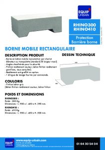 BORNE MOBILE RECTANGULAIRE BETON GRIS - RHINO300