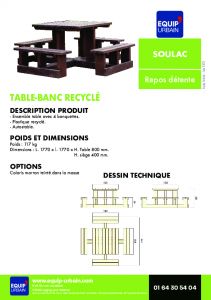 TABLE-BANC EN PLASTIQUE RECYCLE - SOULAC