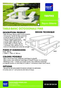 TABLE/BANC BETON OCTO PMR BLANC NATUREL - TBBPMR