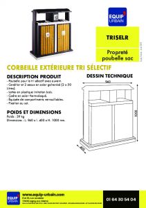 ENSEMBLE POUBELLE TRI SELECTIF AVEC CENDRIER - TRISELR