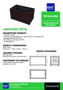JARDINIERE METAL-L940 - l540 - H540 - TRYBALMRE