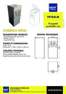 CORBEILLE METAL AVEC SUPPORT SAC - 50L - TRYBALM