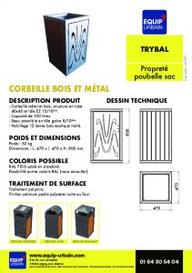 CORBEILLE METAL BOIS CHAPEAU CENDRIER - TRYBALC
