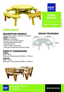 La table-banc ronde en Pin classe 4 - VEGAS