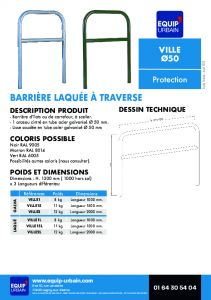 BARRIERE A TRAVERSE LAQUE 1M50   50 - VILLE15L