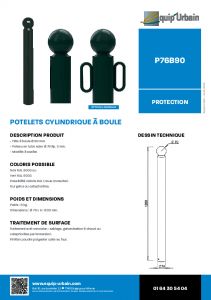 potelet 1m20 76 boule 90 noir 9005 p76b90