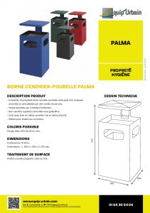 borne cendrier poubelle 70l palma