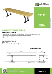 banquette fonte et bois 1m80 tonga