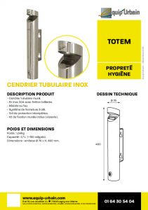 cendrier tubulaire inox 17l totem