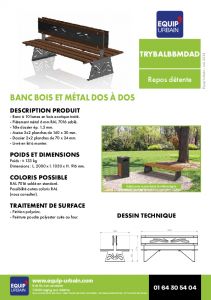 banc bois exo metal double dos a dos