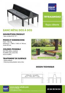banc tole double assise dos a dos