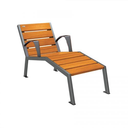 CHAISE LONGUE ACIER BOIS 1 PLACE AVEC