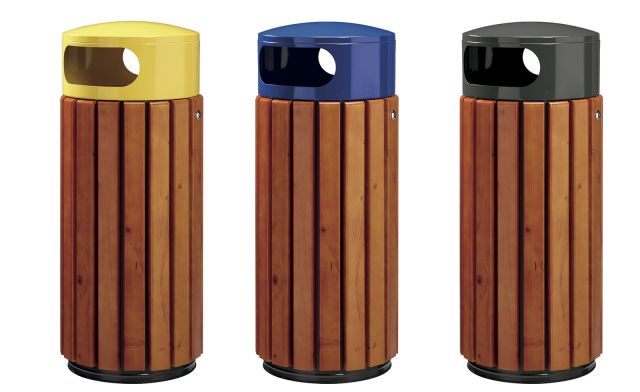 CORBEILLE ACIER BOIS 60L